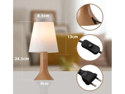 NETTLIFE Lámpara de mesa para salón, lámpara de noche con cable, juego de 2 pequeñas, E14 modernas.
