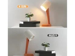 NETTLIFE Lámpara de mesa para salón, lámpara de noche con cable, juego de 2 lámparas de mesa pequeñas naranjas, lámparas de mesa modernas E14