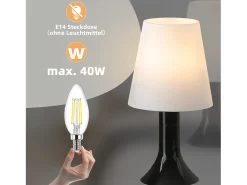 NETTLIFE Lámpara de mesa para salón, lámpara de noche con cable, juego de 2 lámparas pequeñas E14, lámparas de mesa modernas