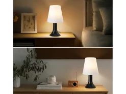 NETTLIFE Lámpara de mesa para salón, lámpara de noche con cable, juego de 2 lámparas pequeñas E14, lámparas de mesa modernas