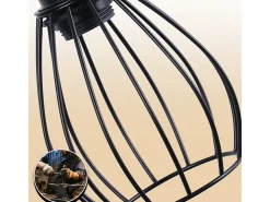 NETTLIFE Lámpara de mesa salón vintage madera: lámpara de noche negra 1 luz diseño industrial metal casquillo e27 sin bombilla