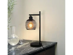 NETTLIFE Lámpara de mesa vintage Lámpara de noche E27 - Lámpara de mesa de metal industrial negro Máx. Lámpara de escritorio retro de 60 W