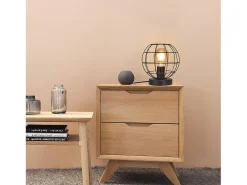 NETTLIFE Lámpara de mesa vintage negra - Lámpara de noche retro Lámpara E27 con casquillo metálico decoración industrial - Máx. 40W - Sin bombillas