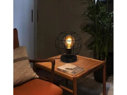NETTLIFE Lámpara de mesa vintage negra - Lámpara de noche retro Lámpara E27 con casquillo metálico decoración industrial - Máx. 40W - Sin bombillas