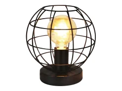 NETTLIFE Lámpara de mesa vintage negra - Lámpara de noche retro Lámpara E27 con casquillo metálico decoración industrial - Máx. 40W - Sin bombillas