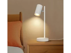 NETTLIFE lámpara de mesilla de noche, lámpara de mesa blanca giratoria 350° GU10, de metal, para oficina.