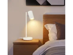 NETTLIFE lámpara de mesilla de noche, lámpara de mesa blanca giratoria 350° GU10, de metal, para oficina.