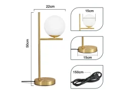 NETTLIFE lámpara de mesita de noche moderna para sala de estar - casquillo industrial E27 de vidrio blanco con interruptor para dormitorio y oficina