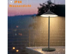 NETTLIFE Lámpara de noche inalámbrica táctil LED lámpara de mesa negra regulable 1800mhA recargable con USB, LED integrado permanentemente, IP44