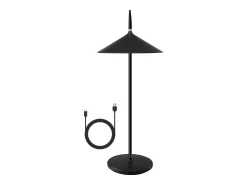 NETTLIFE Lámpara de noche inalámbrica táctil LED lámpara de mesa negra regulable 1800mhA recargable con USB, LED integrado permanentemente, IP44