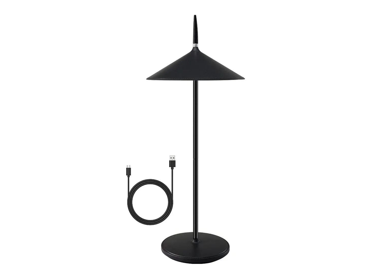 NETTLIFE Lámpara de noche inalámbrica táctil LED lámpara de mesa negra regulable 1800mhA recargable con USB, LED integrado permanentemente, IP44