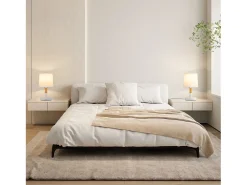 NETTLIFE Lámpara de Noche Juego de 2 Lámparas de Mesa Sala de Estar - Lámpara de Noche con Casquillo E27 de Madera Dormitorio Blanco