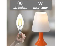 NETTLIFE Lámpara de noche, lámpara de mesa para salón con cable, juego de 2 lámparas de mesa pequeñas E14 naranja modernas