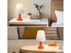 NETTLIFE Lámpara de noche, lámpara de mesa para salón con cable, juego de 2 lámparas de mesa pequeñas E14 naranja modernas