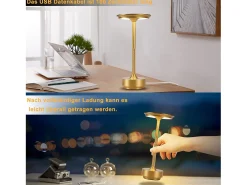 NETTLIFE Lámpara de noche, lámpara de mesa inalámbrica, batería - Lámpara de mesa LED táctil regulable con batería recargable por USB