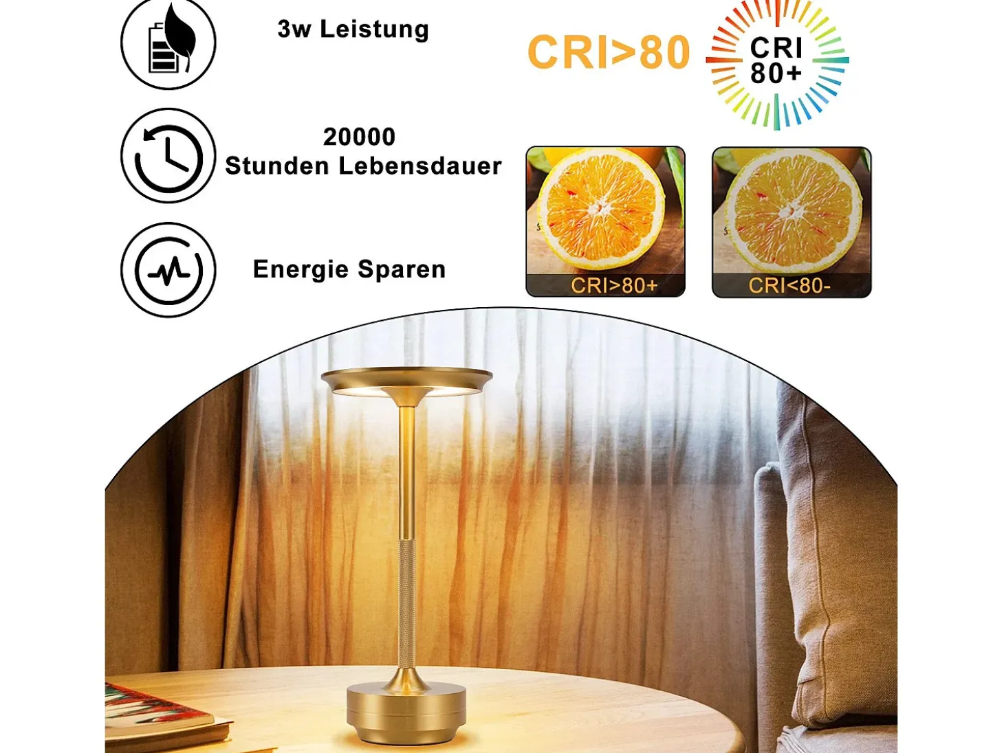 NETTLIFE Lámpara de noche, lámpara de mesa inalámbrica, batería - Lámpara de mesa LED táctil regulable con batería recargable por USB