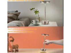 NETTLIFE Lámpara de noche, lámpara de mesa inalámbrica, batería - Lámpara de mesa LED táctil regulable con batería recargable por USB