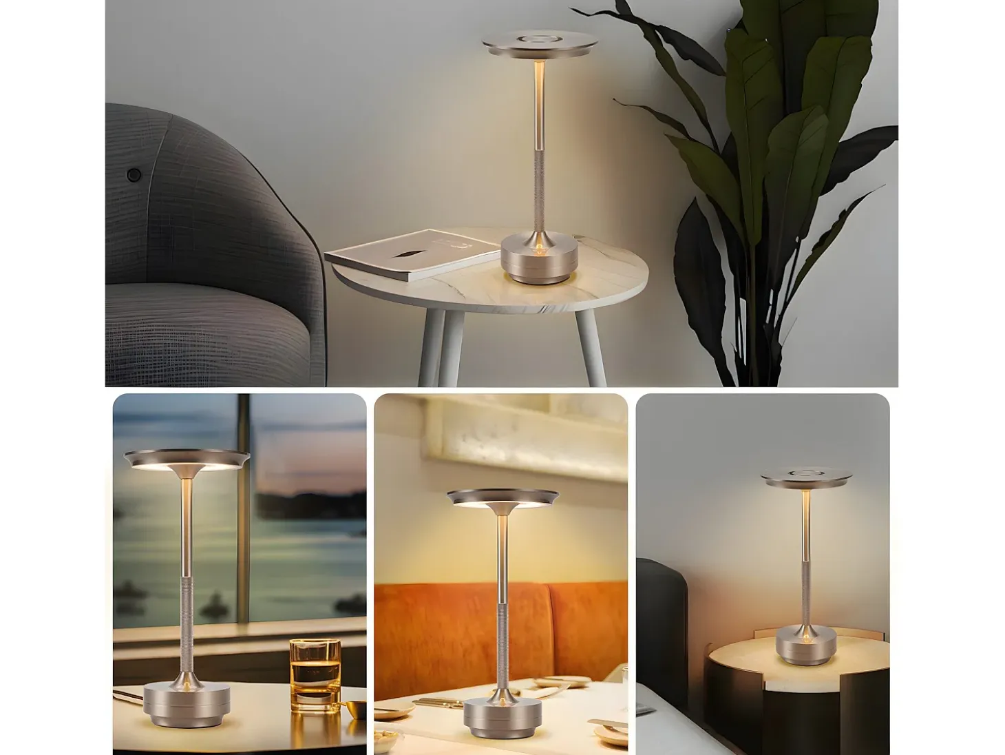 NETTLIFE Lámpara de noche, lámpara de mesa inalámbrica, batería - Lámpara de mesa LED táctil regulable con batería recargable por USB
