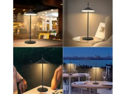 NETTLIFE Lámpara de noche inalámbrica, paquete de 2 LED táctil negra regulable 1800 mhA, recargable con USB, LED integrado permanentemente, IP44