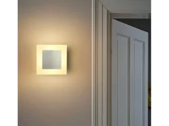 NETTLIFE Lámpara de pared LED, iluminación interior, luz de pared moderna, 3000K, blanco cálido, hecha de hierro y acrílico, Ø16 cm, 7W, luz para el pasillo.