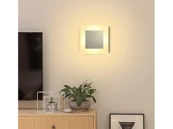 NETTLIFE Lámpara de pared LED, iluminación interior, luz de pared moderna, 3000K, blanco cálido, hecha de hierro y acrílico, Ø16 cm, 7W, luz para el pasillo.