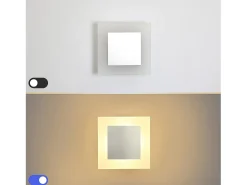 NETTLIFE Lámpara de pared LED, iluminación interior, luz de pared moderna, 3000K, blanco cálido, hecha de hierro y acrílico, Ø16 cm, 7W, luz para el pasillo.