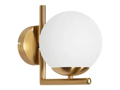 NETTLIFE Lámpara de pared vintage con bola de cristal dorado E27, lámpara de pared para interiores, escalera para dormitorio