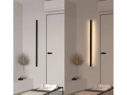 NETTLIFE Lámpara de pared LED para interiores - Moderna lámpara de pasillo blanca cálida de 100 cm 34 W Lámpara de cama negra Iluminación de pared