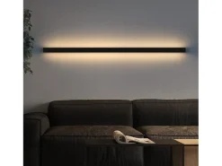 NETTLIFE Lámpara de pared LED para interiores - Moderna lámpara de pasillo blanca cálida de 100 cm 34 W Lámpara de cama negra Iluminación de pared