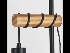 NETTLIFE Lámpara de pie de madera Lámpara de pie vintage: Lámpara de salón negra Lámpara de pie con casquillo E27 146 cm (sin bombilla)