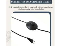 NETTLIFE Lámpara de Pie Industrial Dorada con Interruptor de Pie, Diseño de Metal de Vidrio Blanco, Lámpara de Pie Vintage E27, Cable de 2 Metros