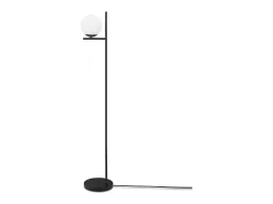 NETTLIFE Lámpara de Pie Industrial - Moderna Negra con Interruptor de Pie Diseño de Metal Lámpara de Pie de Vidrio Blanco E27 Vintage Cable de 2M