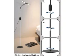NETTLIFE Lámpara de pie LED regulable - negra para salón 158 cm Lámpara de pie táctil moderna 9 W con temporizador y función de memoria