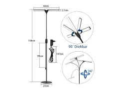 NETTLIFE Lámpara de pie LED regulable - negra para salón 158 cm Lámpara de pie táctil moderna 9 W con temporizador y función de memoria