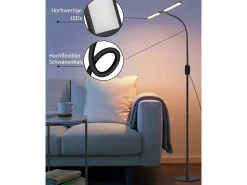 NETTLIFE Lámpara de pie LED regulable - negra para salón 158 cm Lámpara de pie táctil moderna 9 W con temporizador y función de memoria