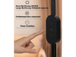 NETTLIFE Lámpara de pie LED regulable - negra para salón 158 cm Lámpara de pie táctil moderna 9 W con temporizador y función de memoria