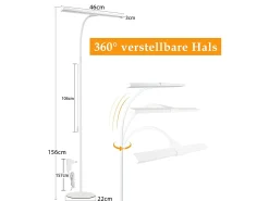 NETTLIFE Lámpara de pie LED para sala de estar regulable - 156 CM moderna con control táctil de 10 W con temporizador con cuello de cisne ajustable