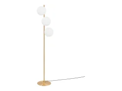 NETTLIFE Lámpara de pie moderna -para sala de estar E27 Lámpara de 3 llamas con diseño dorado de pie industrial de vidrio y metal blanco