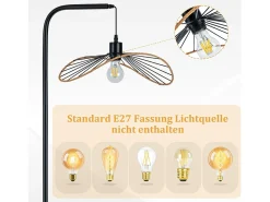 Nettlife Lámpara de pie vintage de arco negro – Lámpara industrial de metal E27 con interruptor de pie, ideal para salón u oficina (bombilla no incluida)
