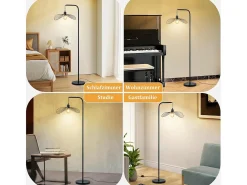 Nettlife Lámpara de pie vintage de arco negro – Lámpara industrial de metal E27 con interruptor de pie, ideal para salón u oficina (bombilla no incluida)