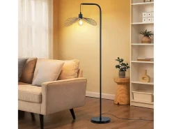 Nettlife Lámpara de pie vintage de arco negro – Lámpara industrial de metal E27 con interruptor de pie, ideal para salón u oficina (bombilla no incluida)