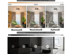 NETTLIFE Lámpara de techo LED para sala de estar, cuadrada, regulable, negra, moderna, 36 W, con control remoto