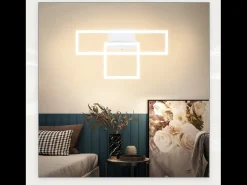 NETTLIFE Lámpara de techo LED para salón, 20 W, diseño moderno, lámpara de cocina, blanco cálido, cuadrada, blanca