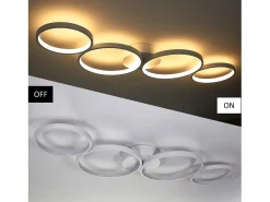 NETTLIFE Lámpara de Techo LED Redonda Moderna Blanco Cálido 3000K Anillo 37W Blanco 89cm Lámpara de Escritorio para Dormitorio Sala de Estar Oficina