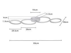 NETTLIFE Lámpara de Techo LED Redonda Moderna Blanco Cálido 3000K Anillo 37W Blanco 89cm Lámpara de Escritorio para Dormitorio Sala de Estar Oficina