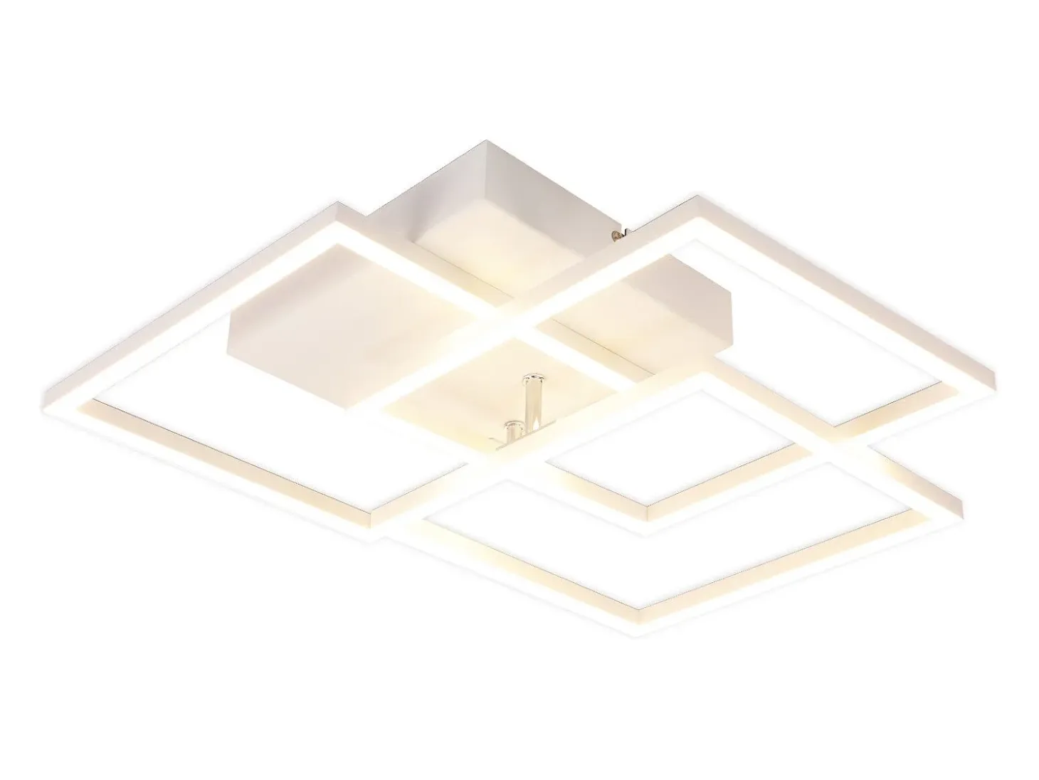 NETTLIFE Lámpara de techo LED para sala de estar, blanca, regulable, cuadrada, moderna, 36 W, con control remoto