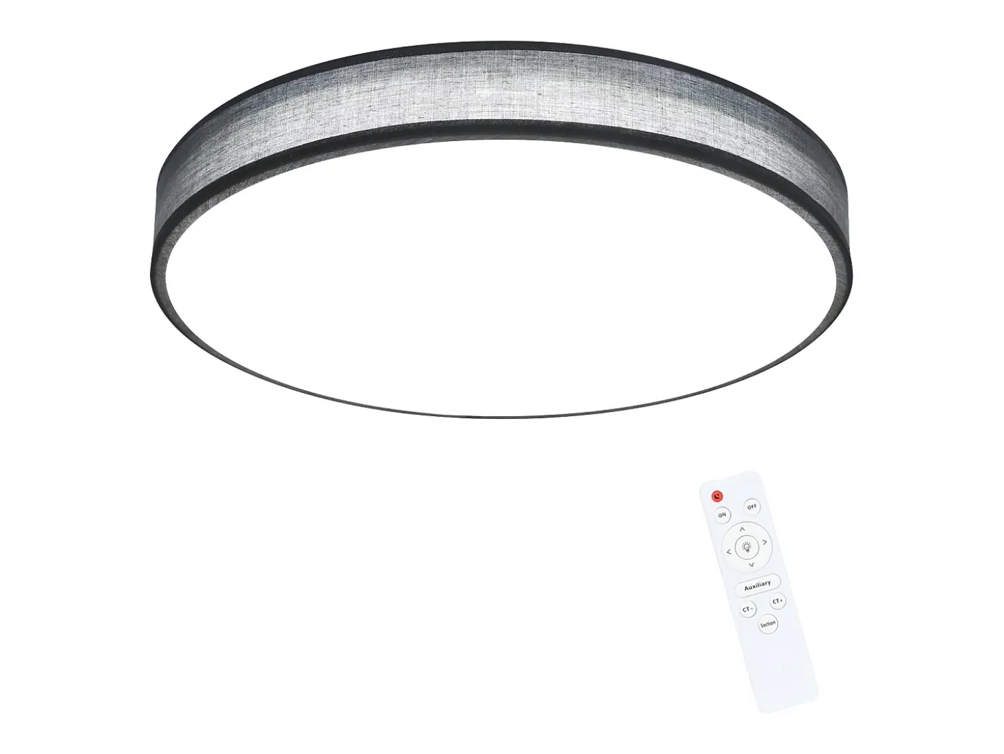 NETTLIFE Lámpara de Techo LED Gris 38W Redonda Moderna Regulable con Control Remoto Lámpara de Dormitorio con Pantalla de Tela Lámpara de para