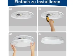 NETTLIFE Lámpara de Techo LED Ø 27 cm Lámpara Moderna de Cielo Estrellado para Dormitorio Lámpara Blanca Cálida de 12 W Lámpara Redonda de para