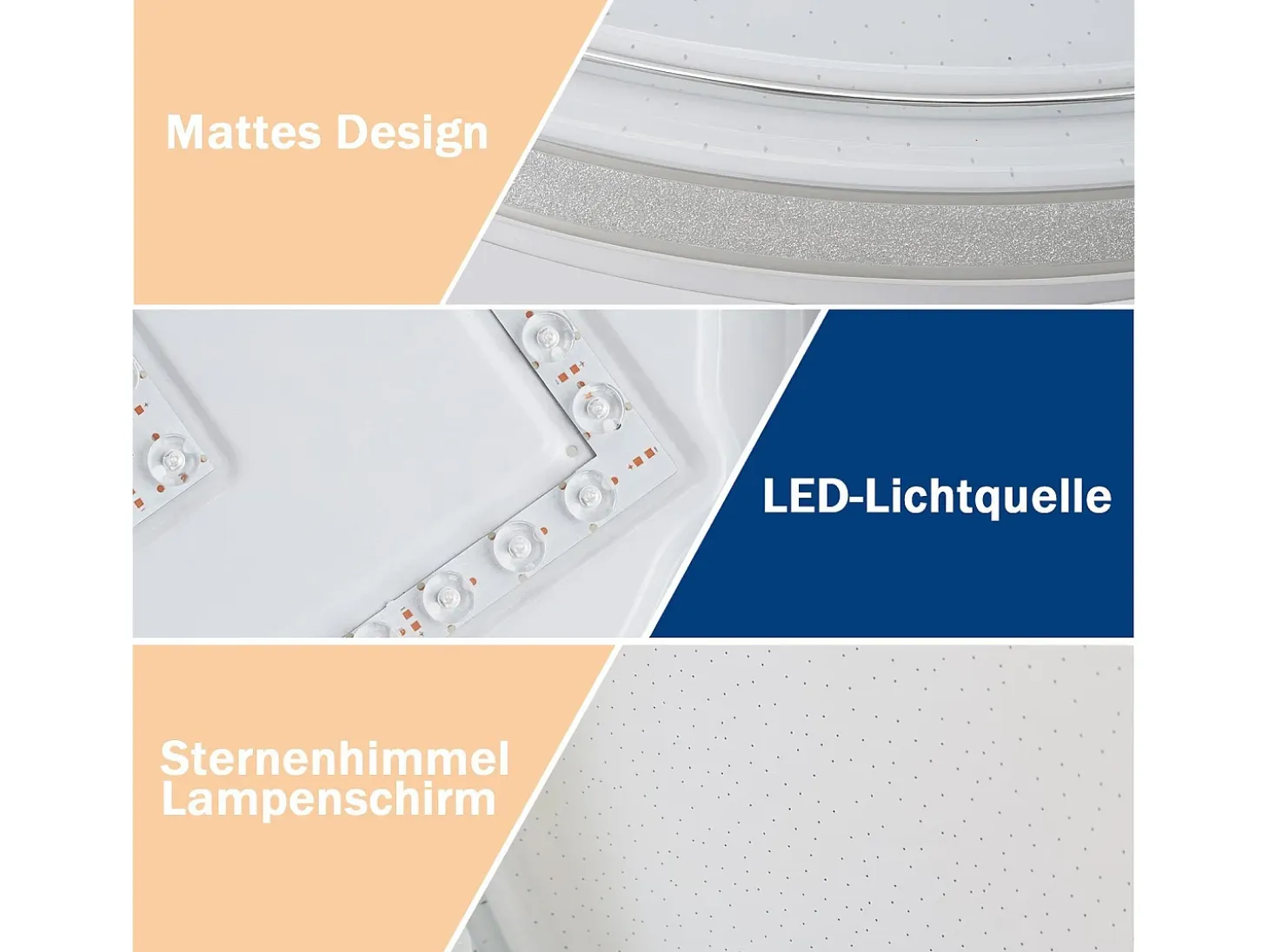 NETTLIFE Lámpara de Techo LED Ø 27 cm Lámpara Moderna de Cielo Estrellado para Dormitorio Lámpara Blanca Cálida de 12 W Lámpara Redonda de para
