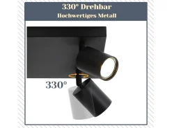 NETTLIFE Lámpara de techo 6 focos GU10 negros orientables 330° pared industrial moderna para salón dormitorio cocina sin bombilla